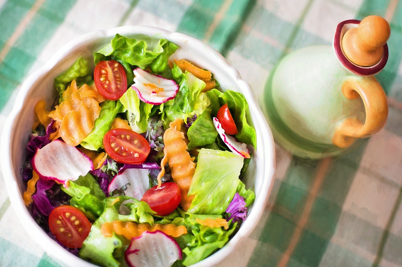 vegetable salad in a white bowl